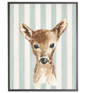 Watercolor baby Deer on blue stripes
